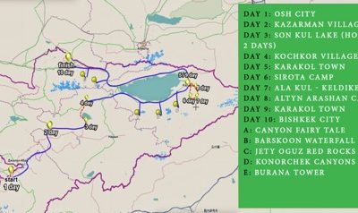 Map Osh - Bishkek